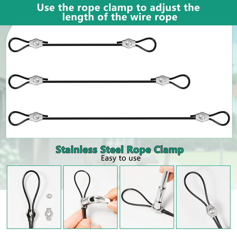 4 Pack 10ft Sun Shade Sail Hardware Kit With 304 Stainless Steel Cable Nylon Coated Ropes Turnbuckles Grommets Hooks Clips