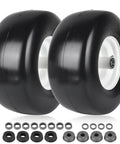 2-Pack 13x6.50-6 Flat Free Tire And Wheel For Riding Lawn Mowers Universal 13x6.5-6 Solid Rubber Tire With Rim Centered Hub 5.5-7.8 In 3/4 In Bearings Includes 5/8 In And 1/2 In Bushings Fits Most Lawn Tractors