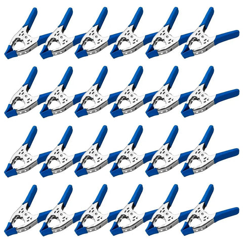 24 Pack 6 Inch Heavy Duty Spring Clamps Blue For Woodworking And Carpentry, 2.5 Inch Jaw Opening displayed in rows
