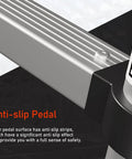 Close-up of anti-slip pedal on Telescoping Aluminum Ladder 12.5 Feet With Non Slip Feet Portable Collapsible Extension Ladder for safety.