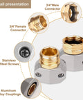 Garden Hose Repair Kit 3 Sets Aluminum Male And Female Fittings With Zinc Clamps Detail View