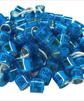 Pile of blue Personalized Pigeon Racing Bands Set, 100 Pcs 8mm Colorful Leg Rings With Loft Name, Year And Unique Number For Easy Identification And Tracking, Durable ID Bands For Racing Birds.