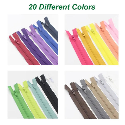 80 Pack 12 Inch Nylon Coil Zippers For Sewing And Crafts Bulk Kit In 20 Colors featuring assorted closed-end zippers