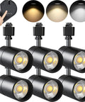 Six Pack 20W Dimmable LED Track Lighting Heads H Type, 36 Degree Beam, 2000 Lumen Output, Color Temperature Selectable, Black.