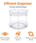 Clear Lazy Susan Turntable Organizer For Spices And Condiments With Smooth Rotating 2 Tier Design Nine Inch Diameter BPA Free Plastic Non Slip Base