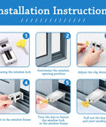 Installation steps for Heavy Duty Sliding Door Lock And Security Bar Kit White Aluminum Stopper With Window Clips Child Proof Locks.