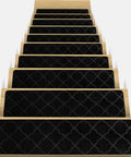 8 By 30 Inch Stair Treads 15 Piece Non Slip Peel and Stick Indoor Rug Runner for Wooden Steps Black Keeps Your Family Safe