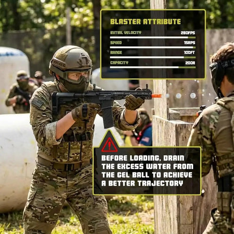 Adult using the Straight Fire Gel Splatter Ball Blaster Slr Upgrade with a durable metal body for precision shooting outdoors.