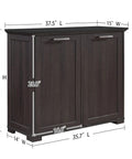 Tilt Out Trash Cabinet Wooden With Double Door 2x10 Gallons Capacity Espresso Finish And Black Top Panel Hidden Trash Can For Odor Control