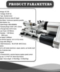 Straight Shooting Compact Mini Lathe Machine Featuring Variable Speed DC Motor Turning Wood Aluminum And Plastics Benchtop Workhorse Hella Versatile For Quick DIY Crafts And Tiny Models with product parameters.