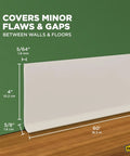 4 Inch By 60 Feet Dry Back Vinyl Wall Base With Toe Flexible Molding Trim For Floors And Baseboards Almond Color Easy Install Durable Finish shown against a green wall covering minor flaws and gaps.