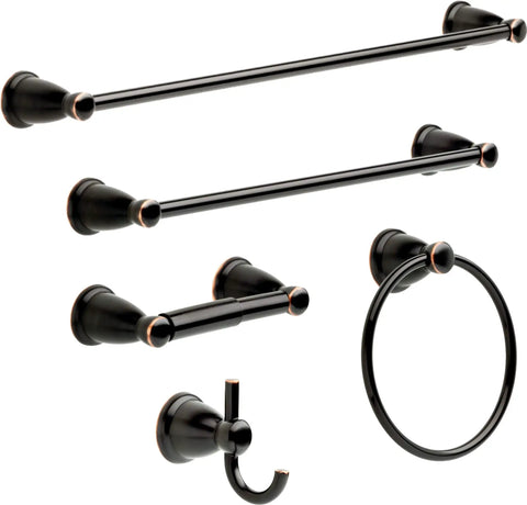 Kinla Oil Rubbed Bronze Toilet Paper Holder Wall Mount Single Roll Spring Loaded 3.26 Inch Extension and bath accessories set.