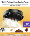 Smart Robot Vacuum And Mop With Self Empty Dock No Fuss Hands Free Cleaning Up To 9 Weeks 10000Pa Suction Q7 M5 Plus Dual Anti Tangling System for pet hair and carpet.