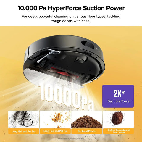 Smart Robot Vacuum And Mop With Self Empty Dock No Fuss Hands Free Cleaning Up To 9 Weeks 10000Pa Suction Q7 M5 Plus Dual Anti Tangling System for pet hair and carpet.