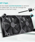 Dual 120mm USB Cooling Fan For Computer Rig Keeping Things Hella Quiet With Adjustable Speed Control And Flat Or Upright Stand Design 5V PC Component Chiller Sweet Airflow For Routers And Small Boxes. DIY fan with detachable rubber feet.