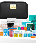 Front view of black Everlit Care car first aid kit with emergency supplies.