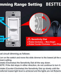 Dimming settings for Ultra Slim Dimmable Light Switch Six Pack For LED CFL Halogen And Incandescent Bulbs Single Pole Or 3 Way ETL Listed White