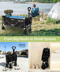 Extra Long Collapsible Utility Wagon Cart With All Terrain Wheels Heavy Duty 480 Lb Haul Capacity Foldable Grocery Cart