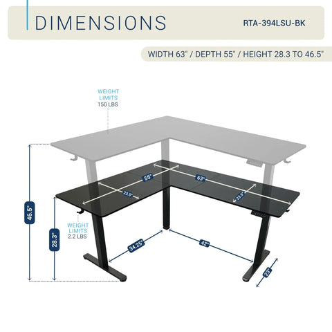 Boss Level L Shaped Electric Standing Desk With Smooth Glide Motors And Three Memory Presets For A Sick Gaming Station Or Remote Work Hub In Sleek Black Finish, dimensions 63x55 inches.