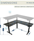 Dimensions of Killer Corner Workspace Flex 63 Inch L Shaped Electric Standing Desk With Ultra Quiet Motor Adjustable Height.