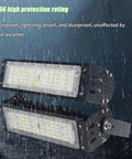 One Hundred Fifty Watt Led Tunnel Light Waterproof Outdoor Flood Lamp in rain showcasing IP66 rating and heavy-duty design.