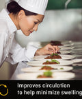 Chef plating dishes, highlighting benefits of Ultra Sheer Pantyhose For Women Plus Size With Mild 8 To 15 MmHg Compression To Boost Circulation
