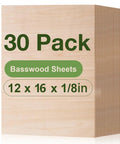 Basswood Plywood Sheets for Laser Cutting and Craft Projects 12x16x1/8 Inch 3mm Thin Plywood Board Unfinished Wood for DIY Ornaments Architectural Models and Craft Kits 30 Pack