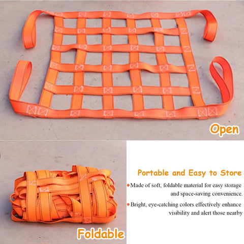 Heavy Duty Cargo Lifting Net For Moving And Construction 6.6 By 6.6 Feet 2204 Lb Load Capacity folded and open view
