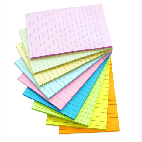 9 Pack 4x6 Inch Lined Sticky Notes With 35 Sheets Per Pad, Pastel Colors Memo Pads For Office And Home
