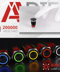16mm Latching Push Button Switch 12V DC On Off Black Shell With Dope LED Angel Eye Head for 0.63 Inch Mount Hole display