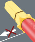 Close-up of Kraftform Kompakt VDE 17 Universal 1 Tool Finder screwdriver handle showing anti-roll design and color coding