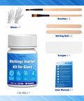 2.8oz Glass Etching Kit With High Adhesion Stencils Easy To Use Do It Yourself Matte Glass Designs For Wine Glasses Mugs Jars And Mirrors Durable Long Lasting Results No Experience Needed, showing etching cream, gloves, brushes, stirring rods, scraper, and manual.