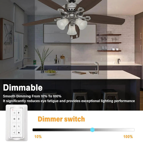 Ceiling Fan Remote With Light Dimmer And 3 Speed Wall Control Replacement For TR326A in kitchen setting.