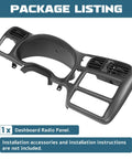 Gray dash radio bezel front view for 1998–2004 Chevy S10, Blazer and GMC Jimmy; single-DIN panel with vent openings.