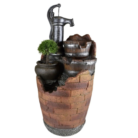 Outdoor Cascading Water Fountain With Pump Included For A Chill Backyard Oasis, Durable Polyresin And Fiberglass Garden Feature