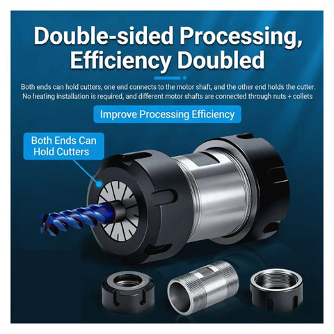 Premium ER Collet Spindle Extension Rod for Lathe and Drill, showcasing dual cutter holding ends and precision design.