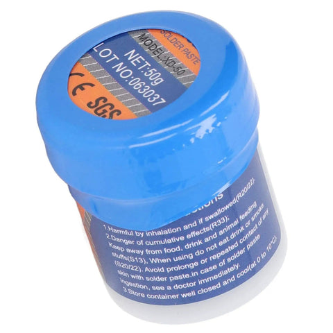 Premium No Clean Solder Paste Sn63 50g jar for SMT PCBA LED repair, blue cap