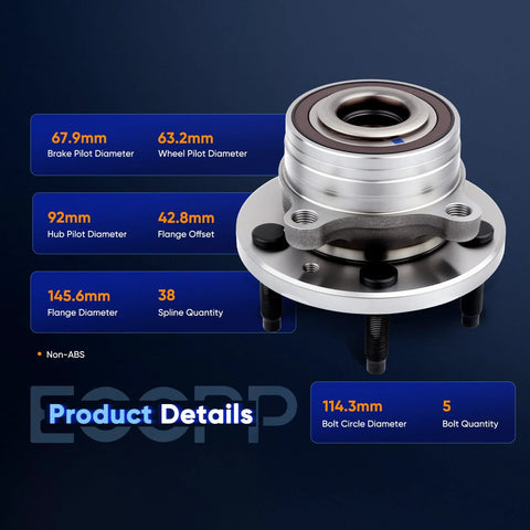 Beefed Up Wheel Bearing Hub Assembly 512460 for Ford Explorer and Police Interceptor Utility specifications chart