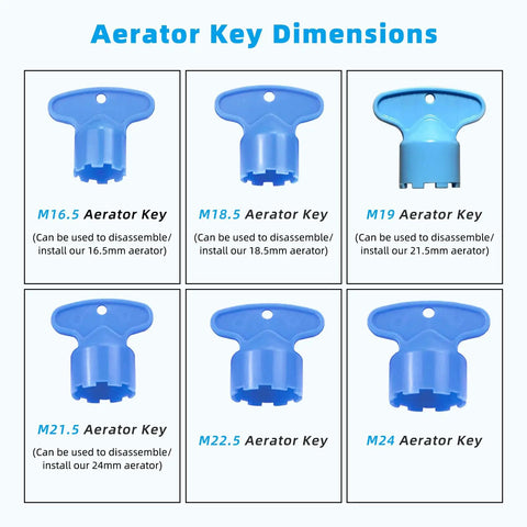 Image showing aerator key dimensions for 12 Pack Faucet Aerator Kit With 6 Aerator Keys And A Removal Wrench For Quick Install