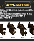 Gimbal Bearing Grease Seal Replacement for Alpha One Gen I and II, Bravo I, II, III Stern Drives, application details shown