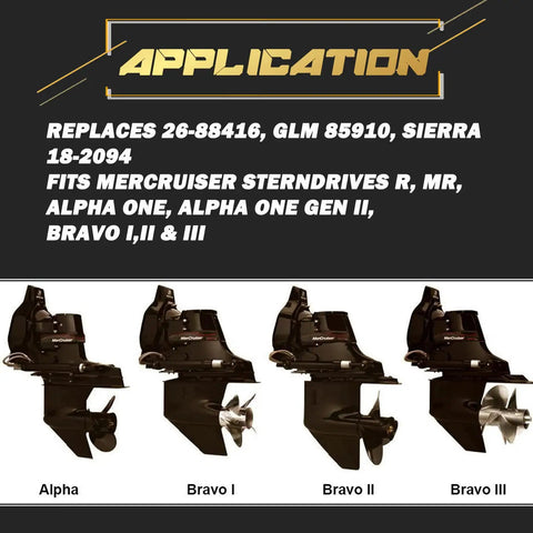 Gimbal Bearing Grease Seal Replacement for Alpha One Gen I and II, Bravo I, II, III Stern Drives, application details shown