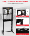 Heavy Hitter 20 Ton Hydraulic Shop Press With Stamping Plates Durable Carbon Steel H Frame, stable structure and movable press plate.
