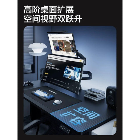 Hella Stable Dual Monitor Mount For Desktop Setup Vertical And Inverted Stand With Slick Swivel Mechanism and Heavy Duty Clamps in an office setup with two screens.