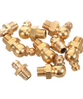 9 Piece Copper Threaded Grease Fittings Kit with Straight and Angled Nipples for Cars and Excavators, Durable Universal Fit