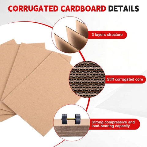 Trading Card Shipping Set With Self Adhesive Rigid Mailers And Cardboard Inserts 201 Pack showing corrugated cardboard details