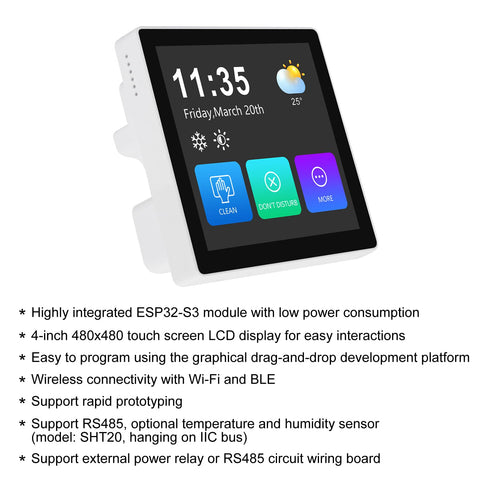 Touchscreen 4 Inch LCD Display Module With Temperature And Humidity Sensor Dual Core WiFi Bluetooth Dev Board For Arduino IoT Projects