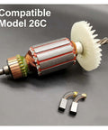 Heavy Duty Electric Hammer Rotor 5 Tooth 45mm Height Built To Last High Strength Shaft Precision Winding Replacement Parts For Hammer Drills And Impact Drills Compatible With 26 26C 1 Set, front view shown with compatible model text.