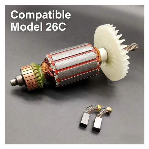 Heavy Duty Electric Hammer Rotor 5 Tooth 45mm Height Built To Last High Strength Shaft Precision Winding Replacement Parts For Hammer Drills And Impact Drills Compatible With 26 26C 1 Set, front view shown with compatible model text.
