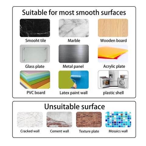 Suitable and unsuitable surfaces for Ultra Handy Wall Key Holder with 4 Hooks and Dual Adhesive Tapes, Rust-Resistant Stainless Steel Key Rack.
