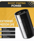 Universal Fit 53 64 uF Motor Start Capacitor 220 250V AC 50 60 Hz Round CD60 For Single Phase Motors displayed with features